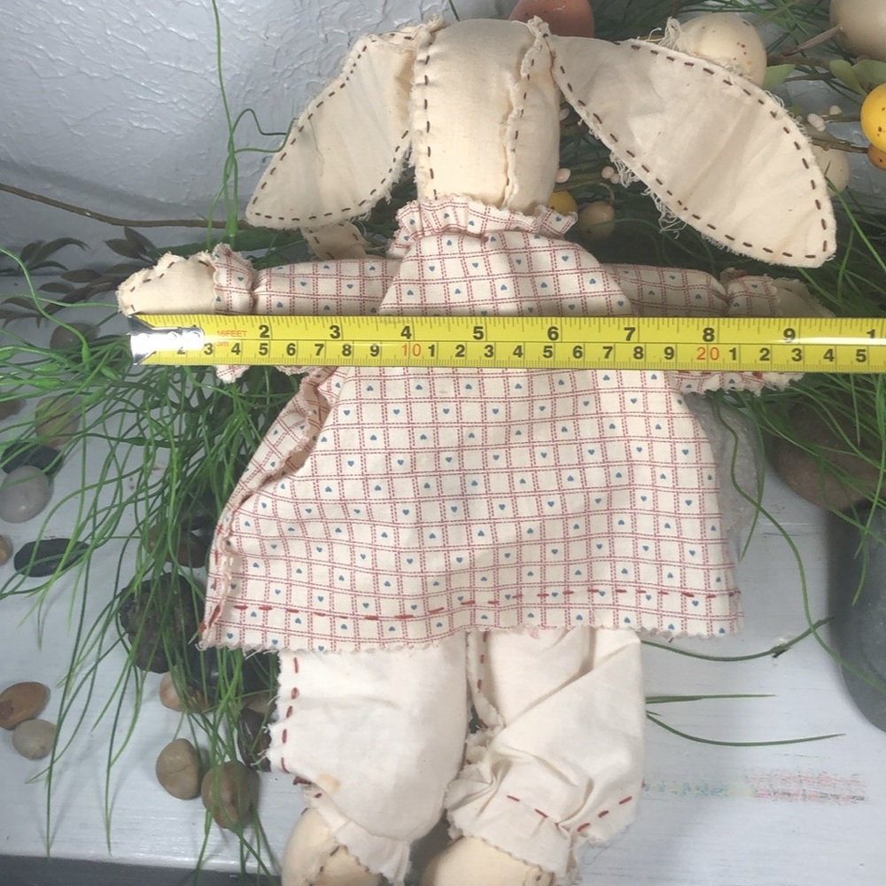 Bunny Rabbit Doll w/ Baby Farmhouse Handmade Distressed Rustic Rabbit Doll - Picture 11 of 12